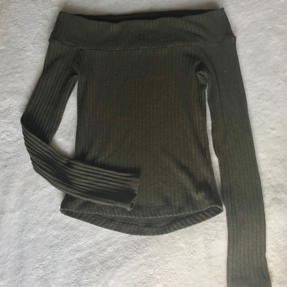 Off the shoulder cropped sweater